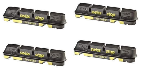 x4 Cartouches de Patins de Frein SwissStop FlashPro Black Prince Pour Jantes Carbone Pour Freins Shimano / Sram / Campagnolo