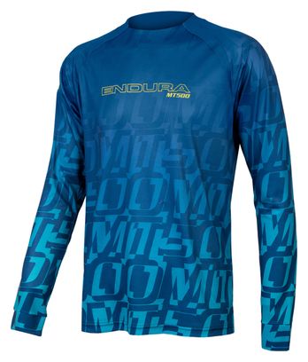 T-Shirt Manches Longues Imprimé Endura MT500 LTD Myrtille Bleu