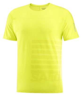 Salomon Sense Aero GFX Geel Korte Mouw T-shirt