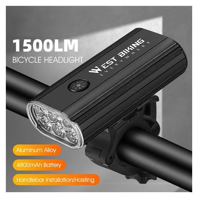 Lampe de guidon de vélo haute puissance 1500 Lumen  5 modes étanche