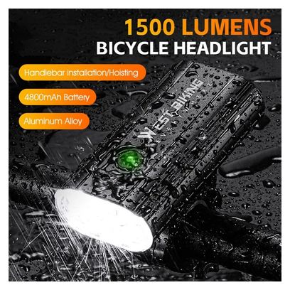 Lampe de guidon de vélo haute puissance 1500 Lumen  5 modes étanche