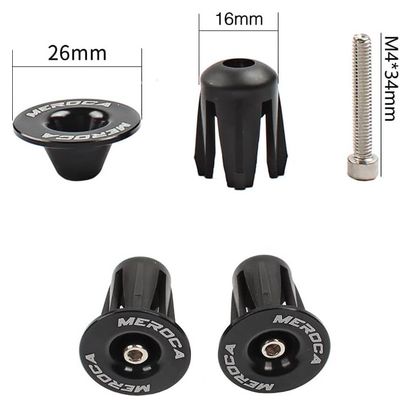 Bouchons de cintre vélo – 22 à 24 mm – Vis M4 – Noir