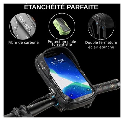 Support Telephone Velo étanche avec Housse de Pluie Transparente et Une Fixation innovante.