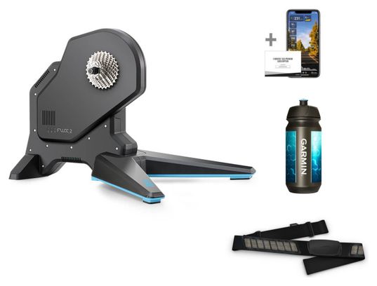 Hometrainer Tacx Flux 2 Smart + Ceinture Cardiaque Garmin + Bidon + Abonnements Premium Tacx® 6 Mois