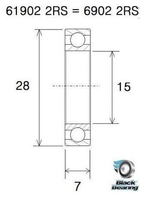 Roulement B3 - BLACKBEARING - 61902-2rs / 6902-2rs