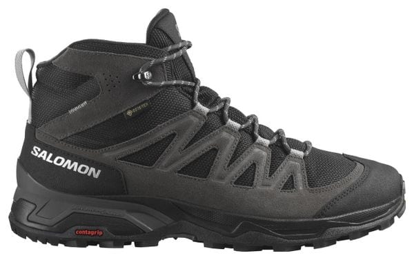 Salomon X Ward Leather Mid GTX Gris Negro Hombre