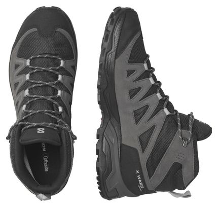 Salomon X Ward Leather Mid GTX Gris Negro Hombre