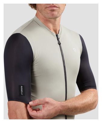 Maillot Manches Courtes Vélo Rogelli Distance II Taupe/Noir Homme