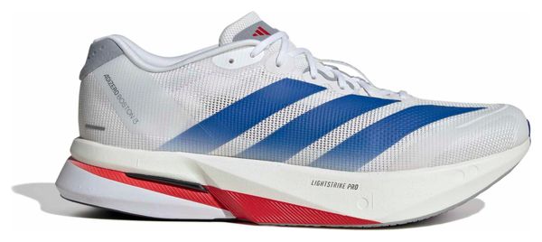 adidas Adizero Boston 13 Men's Running Shoes in White/Blue/Red