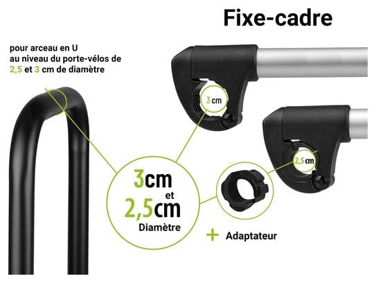 Eufab -  Fixe-cadre À Pince Court Amovible Ø 25 + 30 Mm Antivol - Porte-vélos Eufab