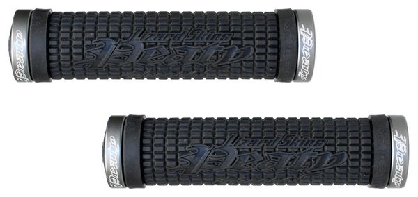 LIZARD SKINS Pair of Black Peaty Lock On Grips Silver