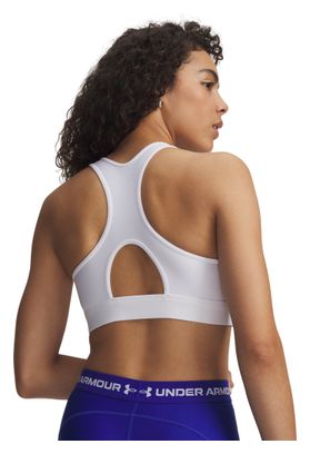 Sujetador deportivo Under Armour HeatGear de sujeción moderada, blanco, para mujer