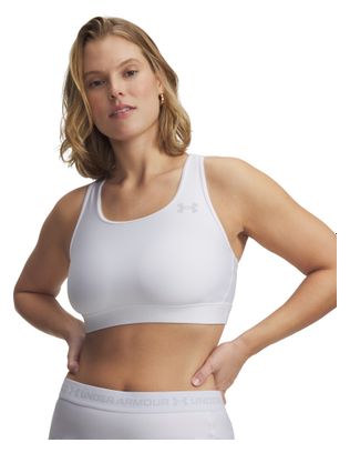 Sujetador deportivo Under Armour HeatGear de sujeción moderada, blanco, para mujer