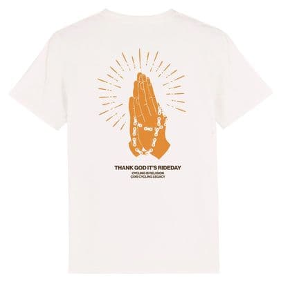 Çois Unisex 'Fietsen is Religie' T-Shirt Wit