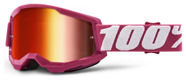 Maschera 100% STRATA 2 | Pink White Fletcher | Occhiali a specchio rossi