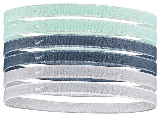 Bandeau fin x6 Nike Headbands Metallic Vert Bleu Gris