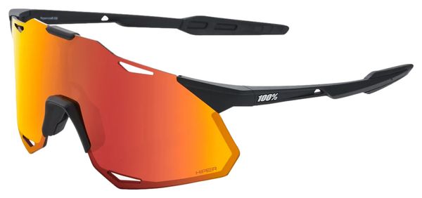 100% Hypercraft XS Brille - Soft Tact Schwarz - Mehrschichtige verspiegelte Gläser Rot Hiper