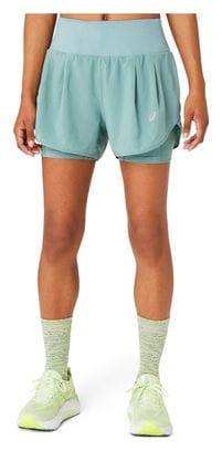 Pantaloncini Asics Road 3.5in Green da donna 2 in 1