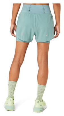 Pantaloncini Asics Road 3.5in Green da donna 2 in 1