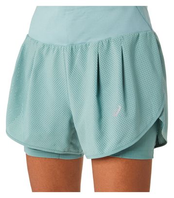 Pantaloncini Asics Road 3.5in Green da donna 2 in 1