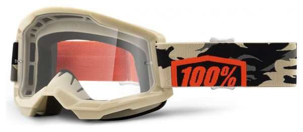 100% STRATA 2 mask | Black Brown Goggle Kombat | Clear glasses