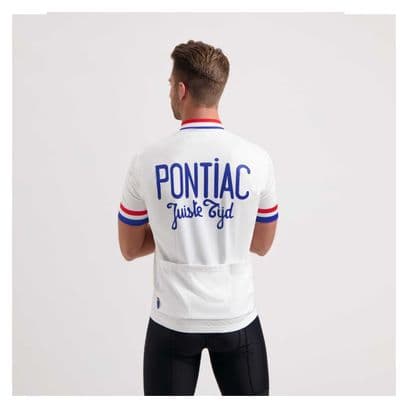 Maillot Manches Courtes Velo Rogelli Pontiac - Homme - Blanc