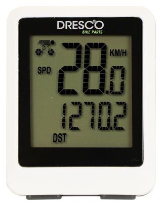 Dresco ordinateur de vélo 5 x 5 cm blanc