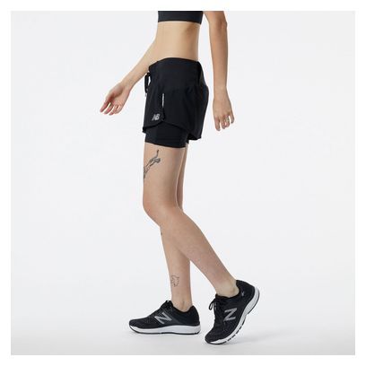 New Balance Impact Run 2-in-1-Shorts für Damen Schwarz