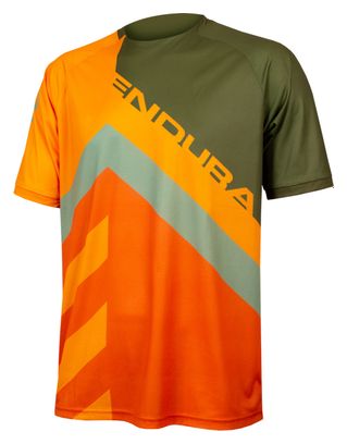 Endura SingleTrack LTD Olijf Groen / Oranje Bedrukt T-Shirt