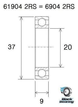 Roulement B5 - BLACKBEARING - 61904-2rs / 6904-2rs