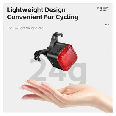 Feu arrière intelligent de vélo  détection de frein  affichage de batterie