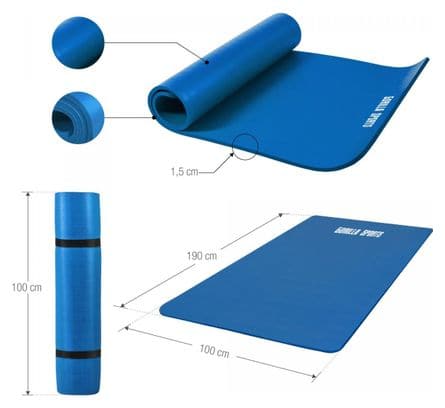 Tapis en mousse grand - 190x100x1 5cm (Yoga - Pilates - sport à domicile) - Couleur : BLEU ROI