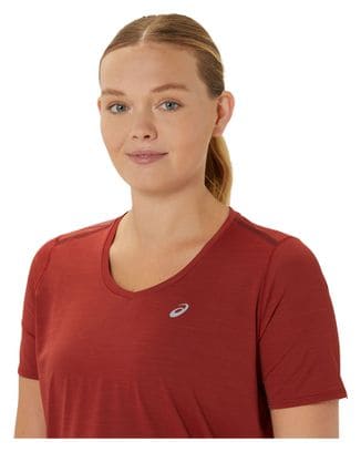 Maillot de manga corta Asics Road V-Neck Rojo Mujer