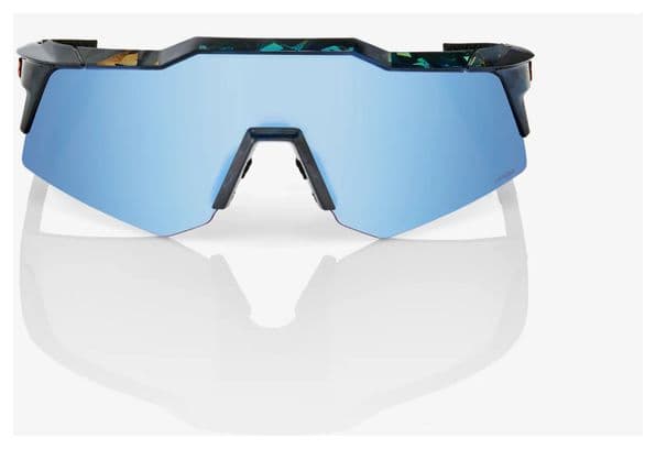 Lunettes 100% Speedcraft XS - Noir Holographic - Verres HiPER Miroir Bleu