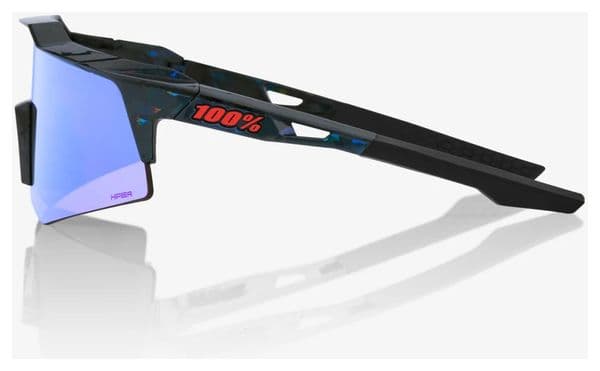 100% Speedcraft XS Brille - Holographic Black - Blau verspiegelte HiPER Gläser