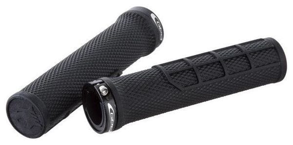 POIGNEE VELO NOIRE BAGUE BLOCAGE ALU NOIRE 128 mm.