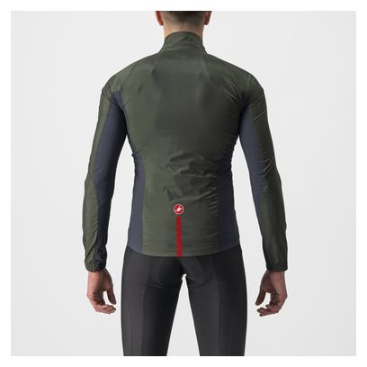 Veste Coupe-Vent Castelli Squadra Stretch Vert Kaki / Gris Foncé