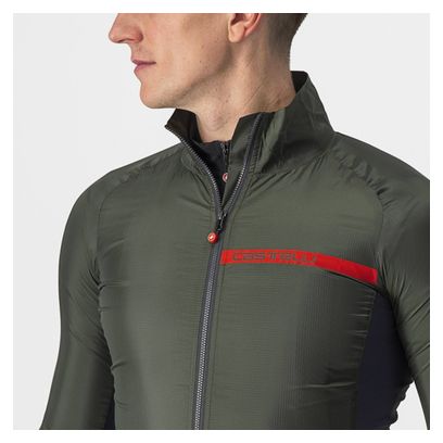 Veste Coupe-Vent Castelli Squadra Stretch Vert Kaki / Gris Foncé