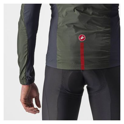 Veste Coupe-Vent Castelli Squadra Stretch Vert Kaki / Gris Foncé