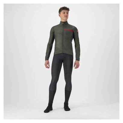 Veste Coupe-Vent Castelli Squadra Stretch Vert Kaki / Gris Foncé