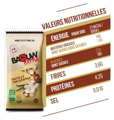 Barre énergétique Baouw Extra Vanille/Macadamia - 50g