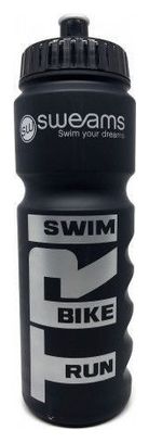 Bidon TRIATHLON SWEAMS Swim Bike Run - Black Matt SILVER - 750ml
