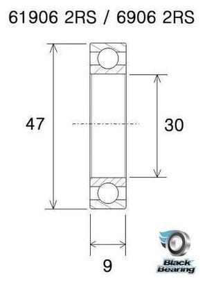 Roulement B3 - BLACKBEARING - 61906-2rs / 6906-2rs