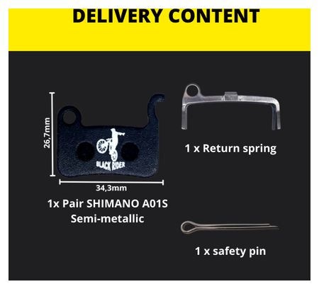 Plaquettes semi-métallique SHIMANO A01S | Black Rider