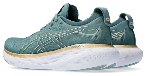 Chaussures Running Asics Gel-Nimbus 25 Bleu/Vert Femme