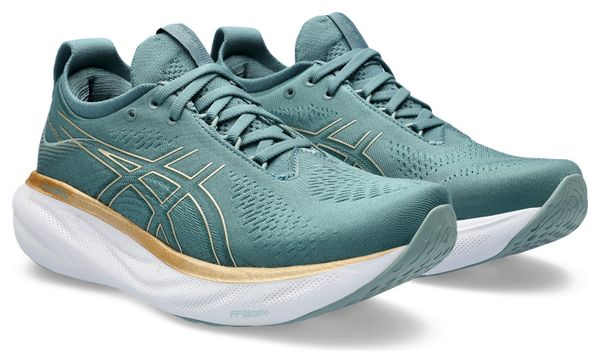 Chaussures Running Asics Gel-Nimbus 25 Bleu/Vert Femme