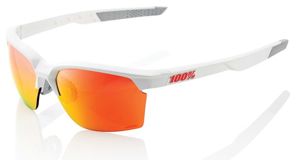 Sportcoupe 100% occhiali da sole bianco opaco vetro Hiper multistrato rosso specchiato
