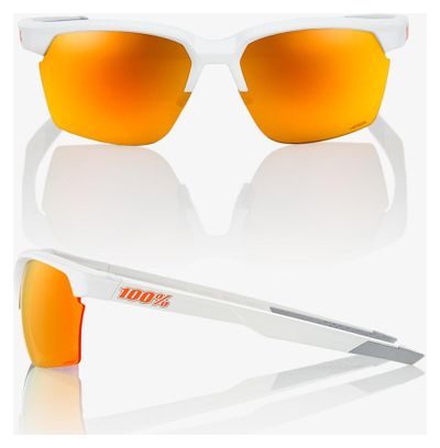 Sportcoupe 100% occhiali da sole bianco opaco vetro Hiper multistrato rosso specchiato