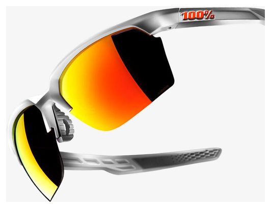 Sportcoupe 100% Sunglasses Matte White Hiper Glass Multi-Coated Mirror Red