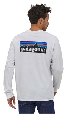 Camiseta Patagonia L/S P-6 Logo Responsibili Blanco Hombre